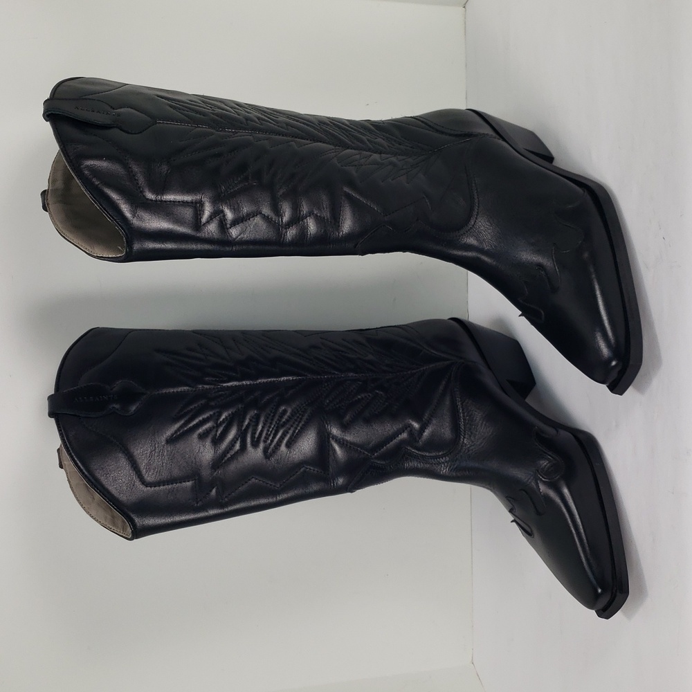 ALLSAINTS KACEY BLACK LEATHER COWBOY WESTERN BOOTS WOMEN'S EUR 40 US 10